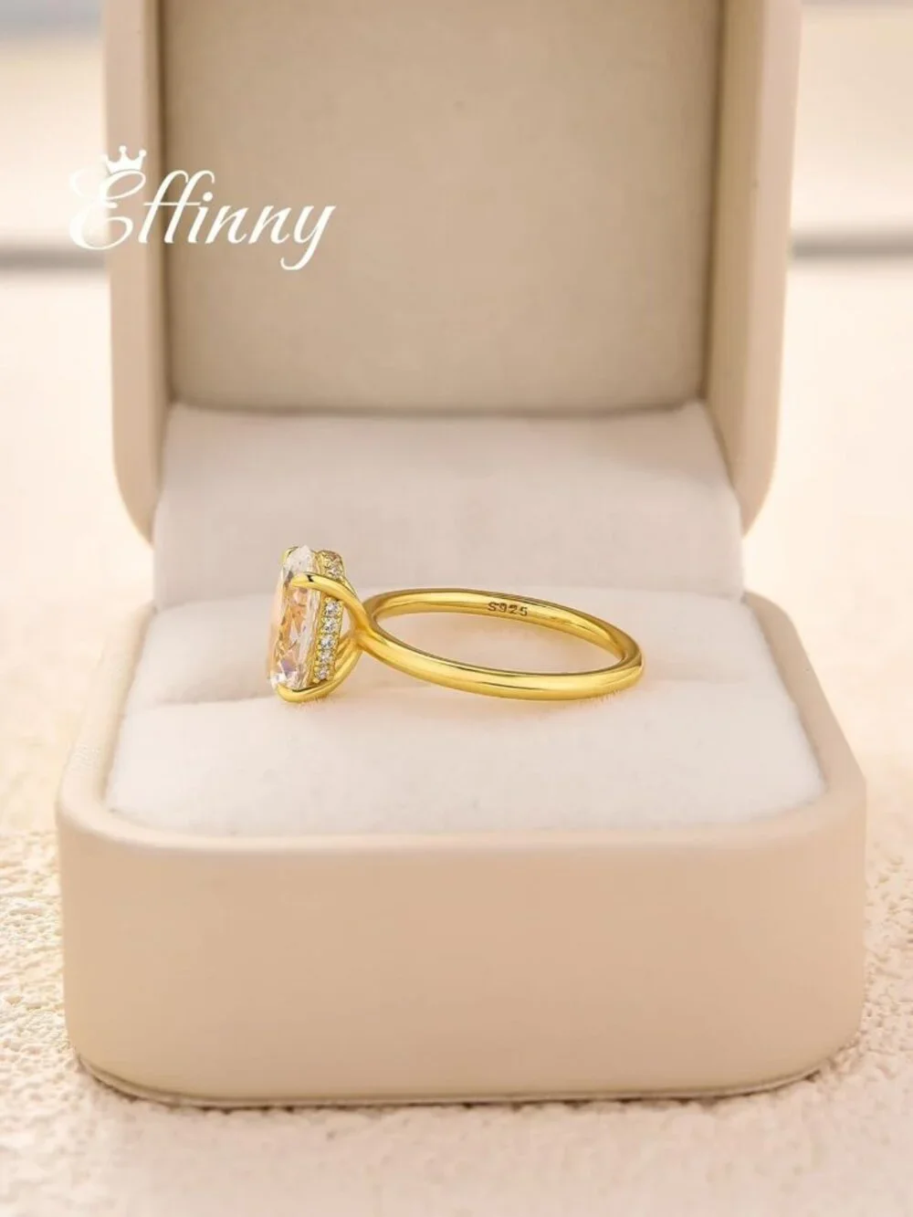 Stunning 3.5 Carat Elongated Oval Cut Engagement Ring, 925 Sterling Silver